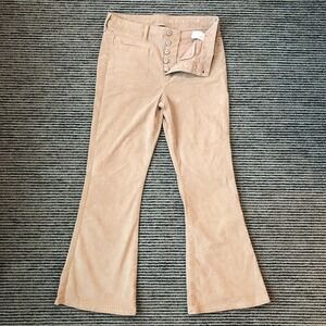 American Eagle Pants Women 14 Beige Corduroy Super High Rise Flare Boho